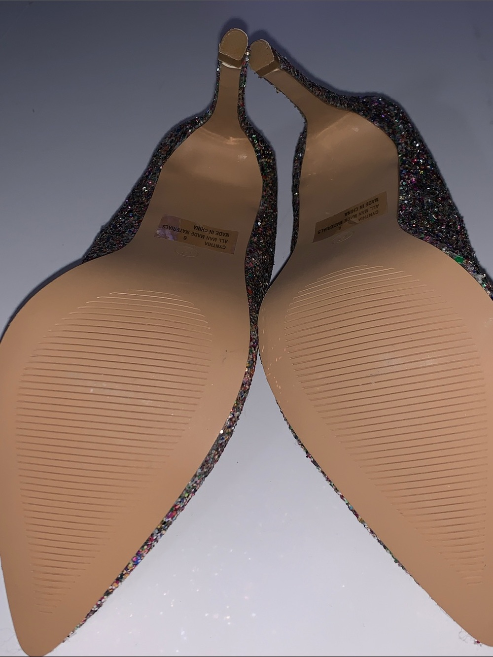 Charlotte Russe Silver Multicolor Glitter Pointed Toe Pumps - Picture 2 of 4
